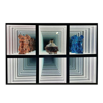 Dimensão personalizada Fashion Light Up 3D LED Infinity Mirror Display Case para itens da moda