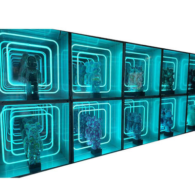Dimensão personalizada Fashion Light Up 3D LED Infinity Mirror Display Case para itens da moda