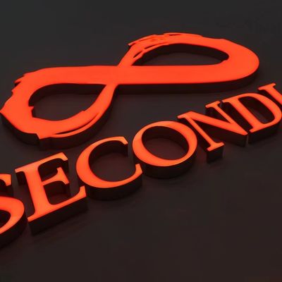 Tabuleiro de publicidade de rua LED Letras do alfabeto com tiras de aço inoxidável e iluminação