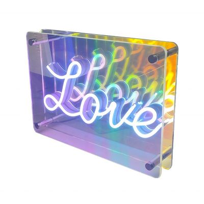 Sinalização de Espelho Infinito LED personalizada com material acrílico e design de personagem mini luminoso