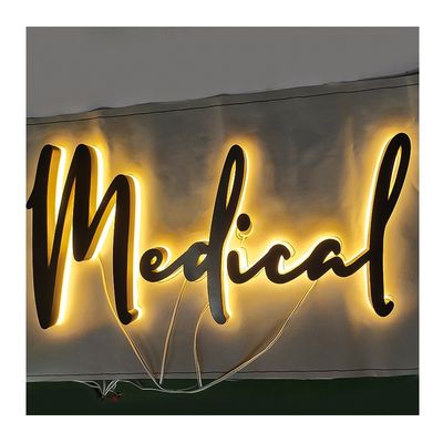 Fonte de luz de neon LED Cor personalizada de carta de aço inoxidável para shoppings