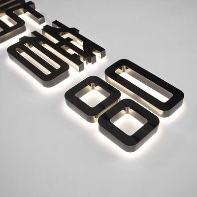 Fonte de luz de neon LED Cor personalizada de carta de aço inoxidável para shoppings