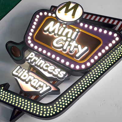 Fonte de luz de neon LED Cor personalizada de carta de aço inoxidável para shoppings