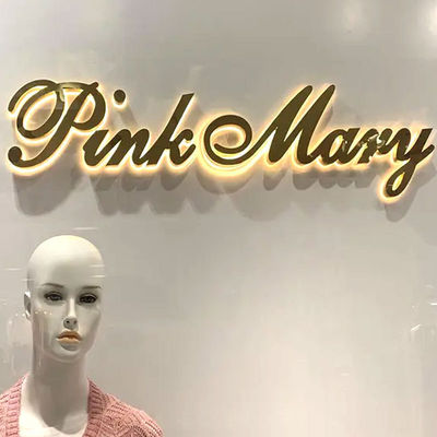 Fonte de luz de neon LED Cor personalizada de carta de aço inoxidável para shoppings