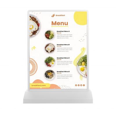 Bar Store Restaurante A4 A5 Recarregável Led Light Box com Display de Menu de Mesa