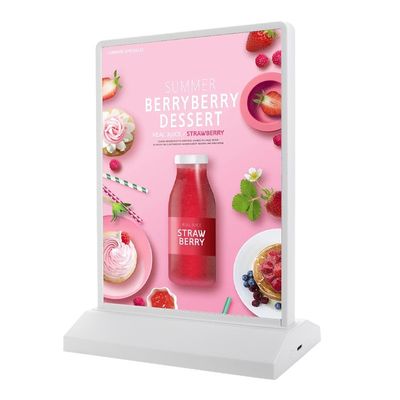 Recarregável A4 Acrílico Flashing Led Menu de Mesa Stand para Cartão de Restaurante Display Holder