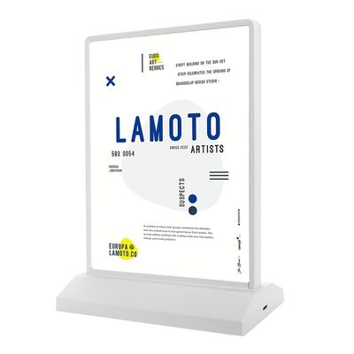 Cores personalizadas Duplo lado Vertical A4 Cartão de Menú Portador Caixa de luz LED Painel de suportes