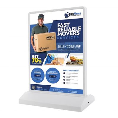 Quadro de luz LED vertical de dois lados para menus de restaurante em cores personalizadas