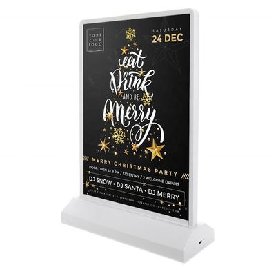 Display de publicidade USB LED Custom Stand-up Desktop A4 Cartão Menu Holder Light Box