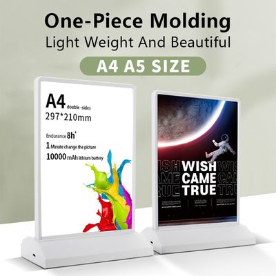 Display de publicidade USB LED Custom Stand-up Desktop A4 Cartão Menu Holder Light Box