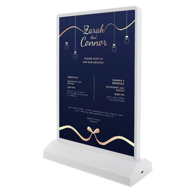 Recarregável A4/A5 Acrílico Flashing Led Mesa Menu Restaurante Cartão de Visualização Suporte