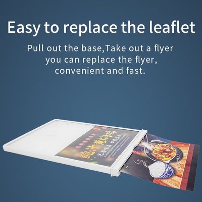 A4 / A5 Recarregável Acrílico LED Menu de Mesa Display Holder com 8000K temperatura de cor