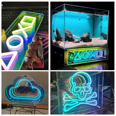 DC 12V Custom LED Signs Spiegel LED 3D Tiefeffekt Infinity Mirror Sign e Logo com Wireless