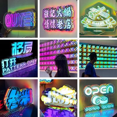 DC 12V Custom LED Signs Spiegel LED 3D Tiefeffekt Infinity Mirror Sign e Logo com Wireless