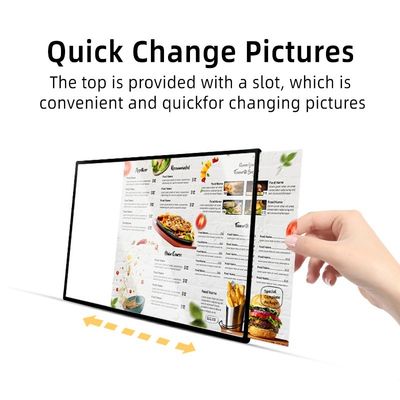 Instalação Painel de menus LED montado na parede para restaurante A1 A2 A3 A4 A5