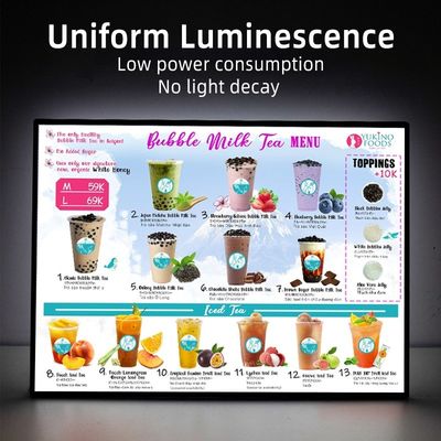 Instalação Painel de menus LED montado na parede para restaurante A1 A2 A3 A4 A5