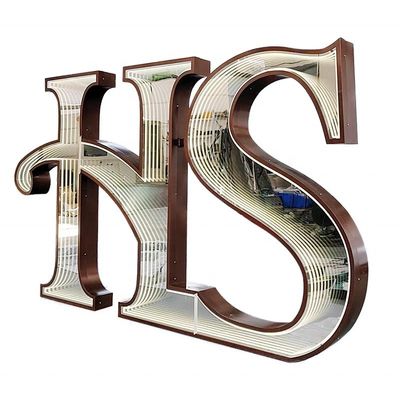 Lâmpadas de neon personalizadas LED Letras sinais Infinity Mirror Light Box para publicidade interna
