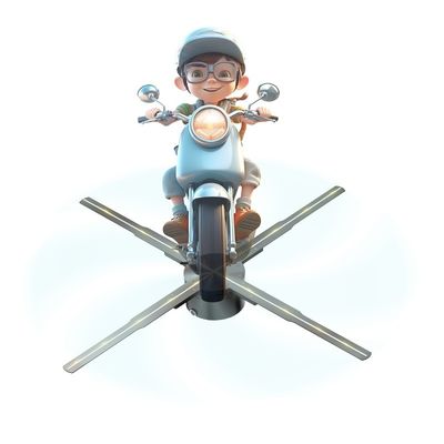Montador de parede 100cm Dispositivo de publicidade holográfica 3D Ventilador holográfico com ângulo de visão de 176°