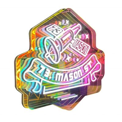 Inovações Desenhos personalizados para letras acrílicas 3D coloridas em sinalização de espelho infinito