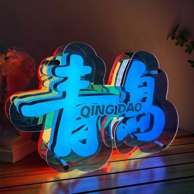 Desenhos personalizados Infinity Mirror Logo Rgb Neon Sign Light Boxes para publicidade interior
