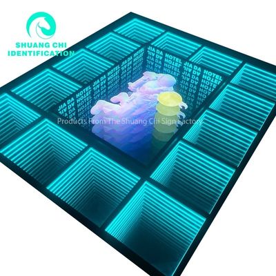 Customização de interiores e exteriores Luz e sombra tecnológica Infinity Floor Neon Mirror