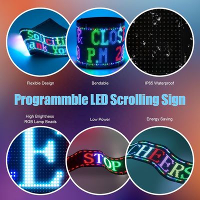 Exibição LED flexível Painéis de matriz HD Controle APP a cores inteiras Sinalização de carro suave da janela traseira
