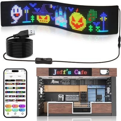 Exibição LED flexível Painéis de matriz HD Controle APP a cores inteiras Sinalização de carro suave da janela traseira