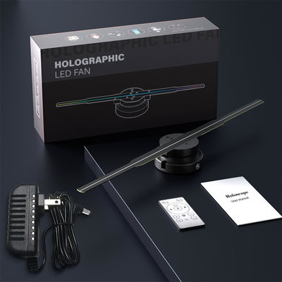 Publicidade 3D interior Ventilador LED holográfico 45 cm Display de luz LED com controle de nuvem