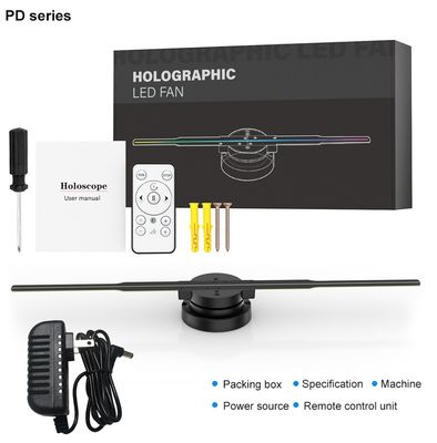 Publicidade 3D interior Ventilador LED holográfico 45 cm Display de luz LED com controle de nuvem