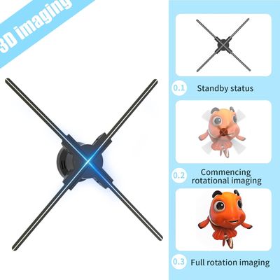 Estratégia de publicidade com 52 cm Holograma Ventilador 512P Resolução e 4 lâminas