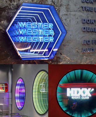 Delicado sinal de espelho LED personalizado com holograma 3D e 300000 horas de vida útil