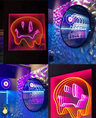 Luz de sinal de neon de aço inoxidável personalizada com tiras de LED Projector 3D de espelho infinito