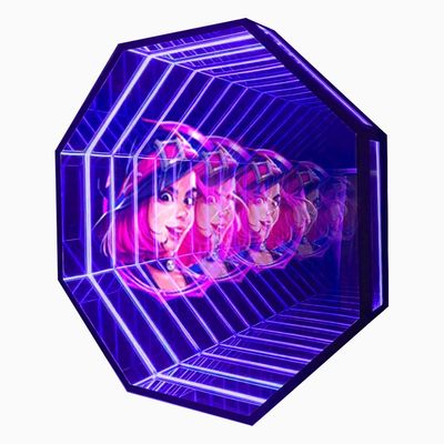 Aço inoxidável 3D Ventilador Holograma Abismo Camada Espelho Letras Espelho Infinito Publicidade