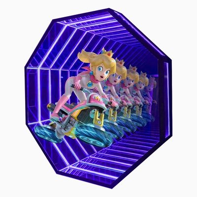 Equipamento de publicidade em holograma 3D em ambientes internos com espelho de várias camadas e cartaz LED