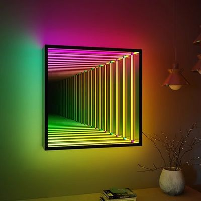Cartão de Neon de Espelho Infinito de Aço Inoxidável Personalizado para Decoração de Lojas 2024