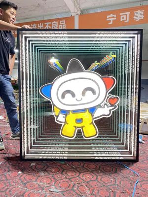 Espelho Infinito de 12 V DC personalizado Espelho Mágico com carta acrílica montada na parede