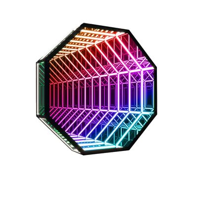 Caixa de luz de neon Logotipo de fundo de parede Espelho de túnel colorido Espelho de abismo Logotipo luminoso